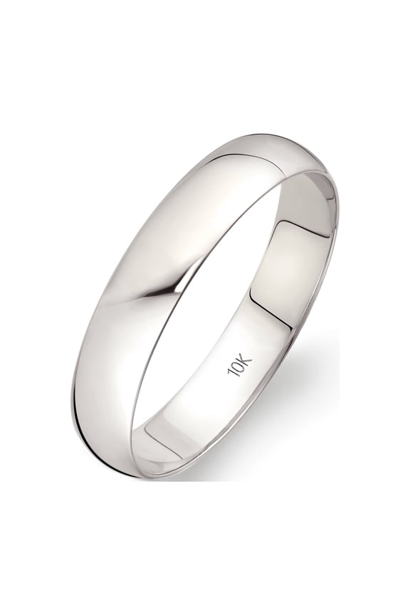 Men's Solid 10K White Gold 4mm Traditional Classic Plain Wedding Band (Available Ring Sizes 7-14) Size 9