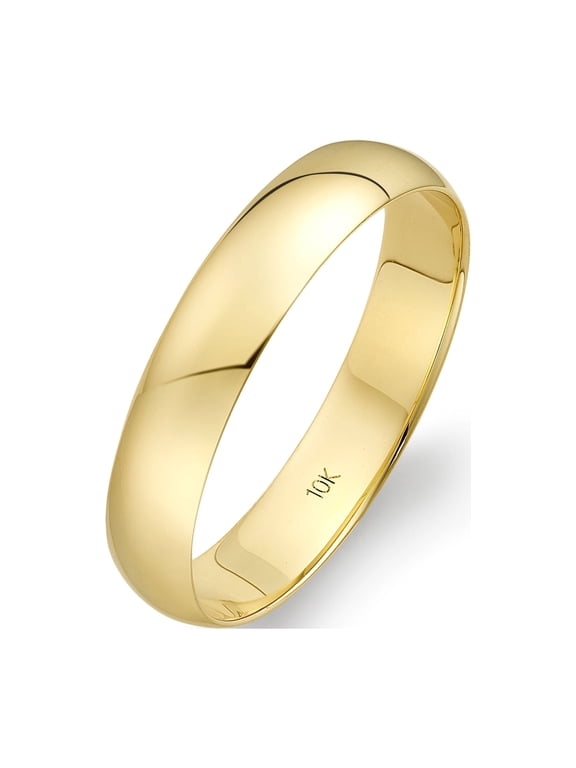 Men's Solid 10K Yellow Gold 4mm Traditional Classic Plain Wedding Band (Available Ring Sizes 7-14) Size 7.5