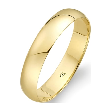 Oxford Ivy Wedding Band Solid 10K Yellow Gold 4mm Plain Ring, Size 7