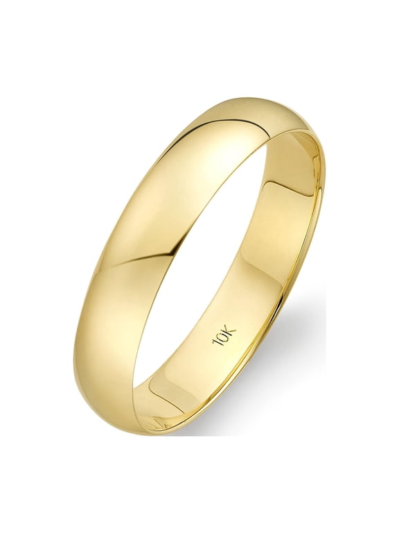 Wedding Band Solid 10K Yellow Gold 4mm Plain Ring, Size 8
