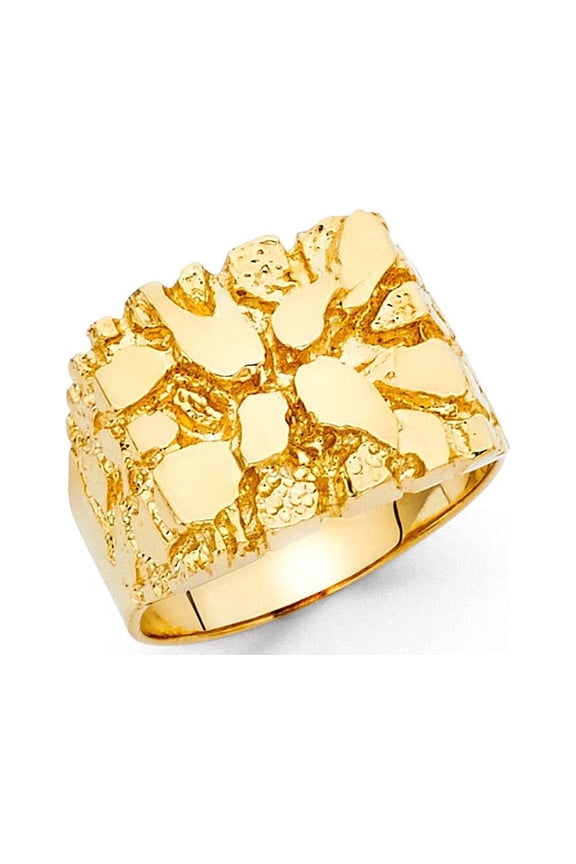 Men's Solid 14k Yellow Gold Polished Heavy Nugget Ring (10)