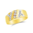 thumbnail image 1 of Men's Solid 14k Yellow Gold Wedding Band, CZ Cubic Zirconia (0.1 ct.) , Size 9.5, 1 of 2