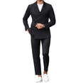 thumbnail image 1 of Men's Solid 2 Piece Business Suit Set, Asymmetric One Button Blazer & Straight Leg Dress Pants, Formal Wedding Prom Party Suit Outfit, 1 of 8