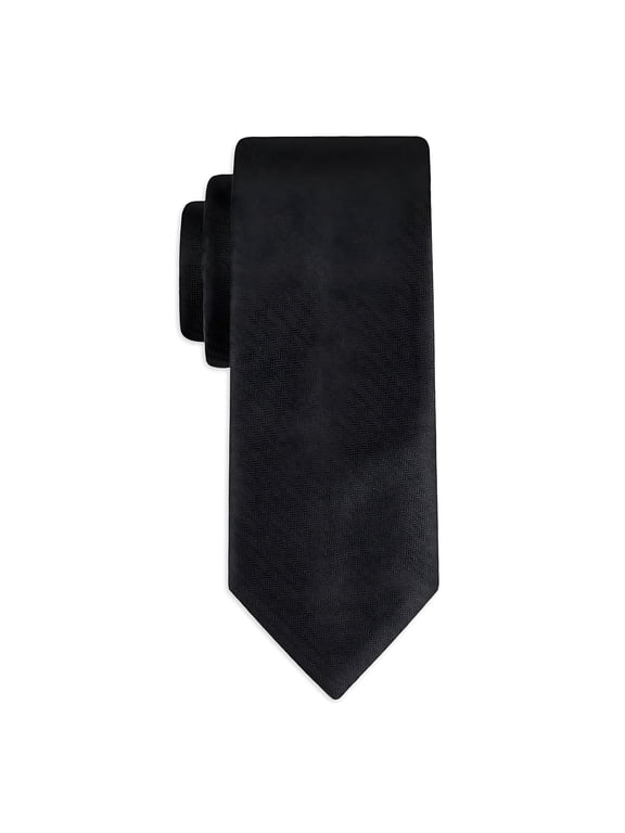 Men's Solid Black Slim Necktie For Adults, Teenagers, College Students Perform,Party,Wedding. One Size