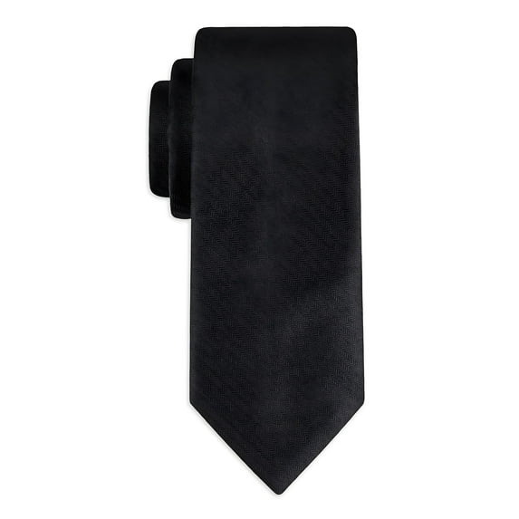 Men's Solid Black Slim Necktie For Adults, Teenagers, College Students Perform,Party,Wedding. One Size