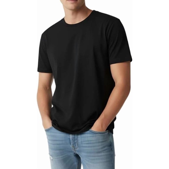 Classic Fit Crew Neck Plain Tees, Men’s Cotton T-Shirts Comfortable Casual Everyday T-Shirts, Lightweight Daily Wear for Men ( Black, Small )