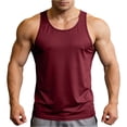 thumbnail image 1 of Men's Solid Blank Sleeveless Tank Tops Workout Training Base Layer Shirts Lightweight Summer Athletic Tops,Wine,M, 1 of 7