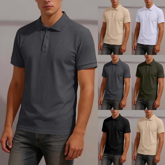 Men's Solid Button Up Shirt Polyester Spandex Quick Dry Short Sleeve Turn Down Collar Casual Fashionable Top For Daily Beach Vacation Business Casual Summer | Zenithor,Dark Gray 3XL