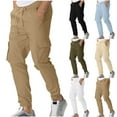 thumbnail image 1 of Men's Solid Cargo Pants Breathable Slim Fit Joggers Pants Outdoor Work Hiking Tapered Trousers WhiteXXL, 1 of 6