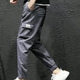 thumbnail image 1 of Men's Solid Casual Pocket Outdoor Elastic Waistbelt Jogger Drawstring Trousers Work Pants Capri Leggings For Men High Waist Short Side Pocket Leggings Gym Leggings Men White Leggings For Men, 1 of 4