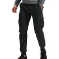 thumbnail image 1 of Men's Solid Casual Pocket Outdoor Elastic Waistbelt Jogger Drawstring Trousers Work Pants Capri Leggings For Men High Waist Short Side Pocket Leggings Leggings That Look Like Pantyhose Leggings, 1 of 7