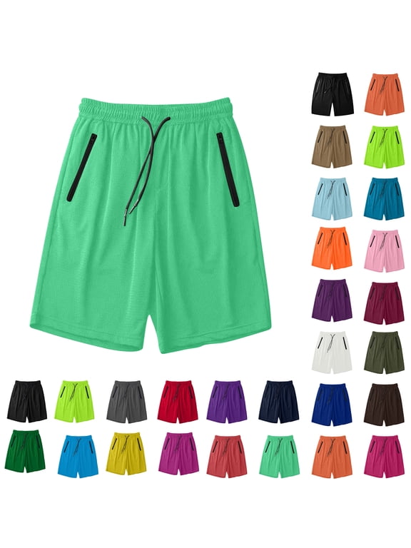 Men's Solid Color 2 Pocket Summer Ice Silk Drying Running Shorts with Zipper Pockets for Women and Men