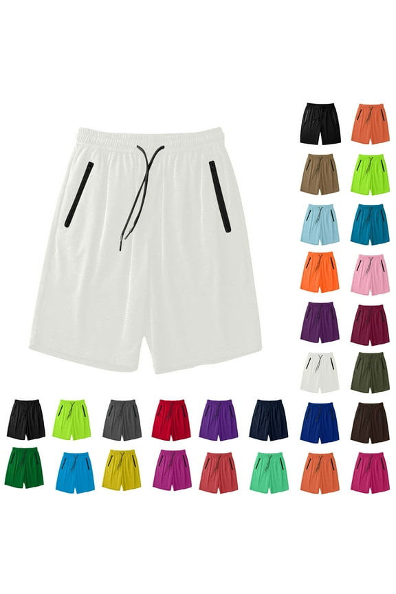Men's Solid Color 2 Pocket Summer Ice Silk Drying Running Shorts with Zipper Pockets for Women and Men