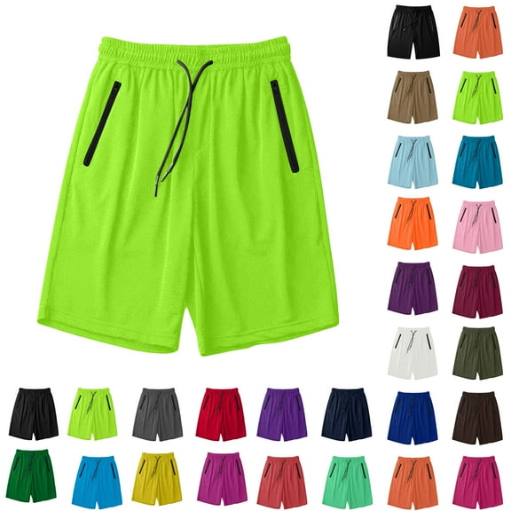 Men's Solid Color 2 Pocket Summer Ice Silk Drying Running Shorts with Zipper Pockets for Women and Men