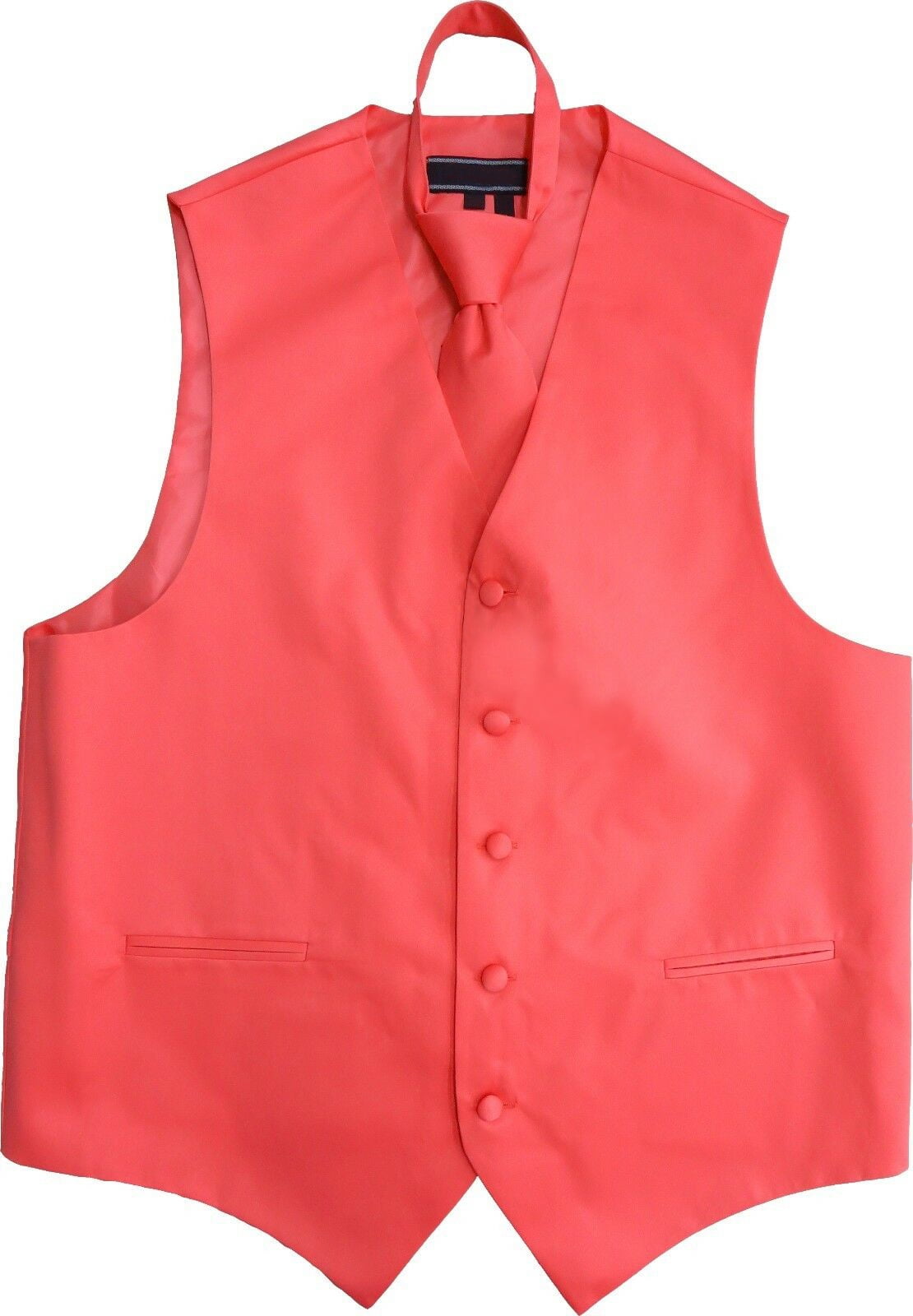 Men's Solid Color Adjustable Dress Vest Neck Tie Set for Suit or