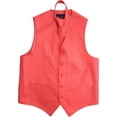 thumbnail image 1 of Men's Solid Color Adjustable Dress Vest & Neck Tie Set for Suit or Tuxedo (Coral, XL), 1 of 3