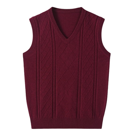 Men's Solid Color Autumn/Winter Vest - Warm Comfort Business Sleeveless Knit Vest