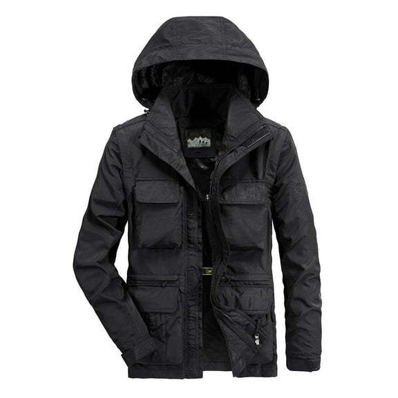 Men's Solid Color Baseball Suit Functional Multi Pocket Coat Three Coat Work Jacket