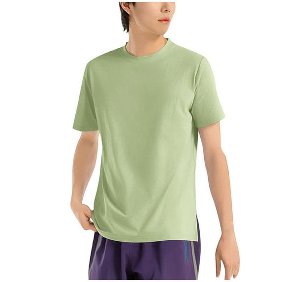 Men's Solid Color Basic T-Shirts Summer Casual Crew Neck Short Sleeve Shirts Fashion Breathable Regular Fit Tee Tops