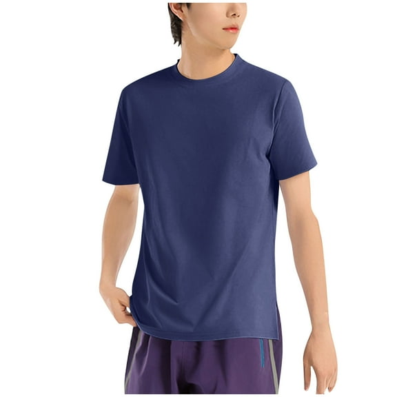 Men's Solid Color Basic T-Shirts Summer Casual Crew Neck Short Sleeve Shirts Fashion Breathable Regular Fit Tee Tops