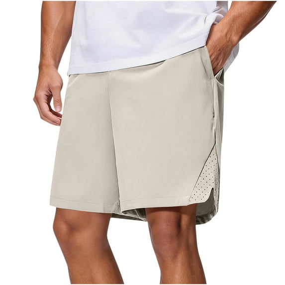 Men's Solid Color Basketball Shorts with Pockets - Breathable Sport Casual Pants for Holiday and Active Wear