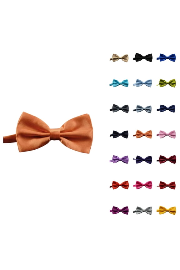 Men's Solid Color Bow Tie, Adjustable Length Satin Bowtie for Wedding & Formal Events, Elegant Fashion Accessory for Men and Boys