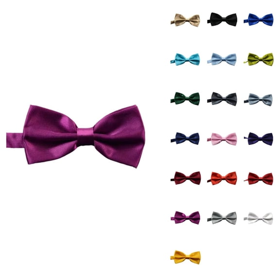 Men's Solid Color Bow Tie, Adjustable Length Satin Bowtie for Wedding & Formal Events, Elegant Fashion Accessory for Men and Boys