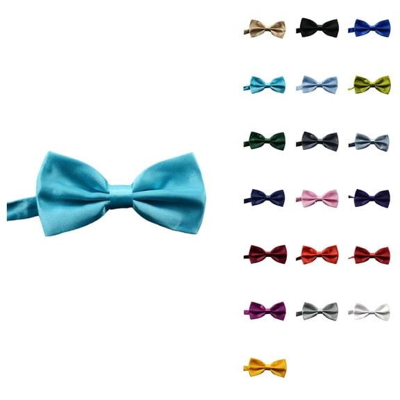 Men's Solid Color Bow Tie, Adjustable Length Satin Bowtie for Wedding & Formal Events, Elegant Fashion Accessory for Men and Boys
