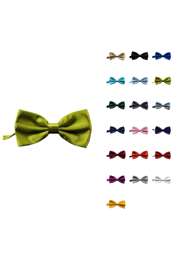 Men's Solid Color Bow Tie, Adjustable Length Satin Bowtie for Wedding & Formal Events, Elegant Fashion Accessory for Men and Boys