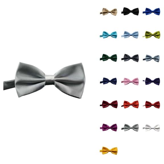 Men's Solid Color Bow Tie, Adjustable Length Satin Bowtie for Wedding & Formal Events, Elegant Fashion Accessory for Men and Boys