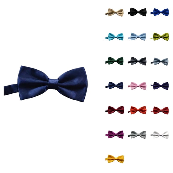 Men's Solid Color Bow Tie, Adjustable Length Satin Bowtie for Wedding & Formal Events, Elegant Fashion Accessory for Men and Boys