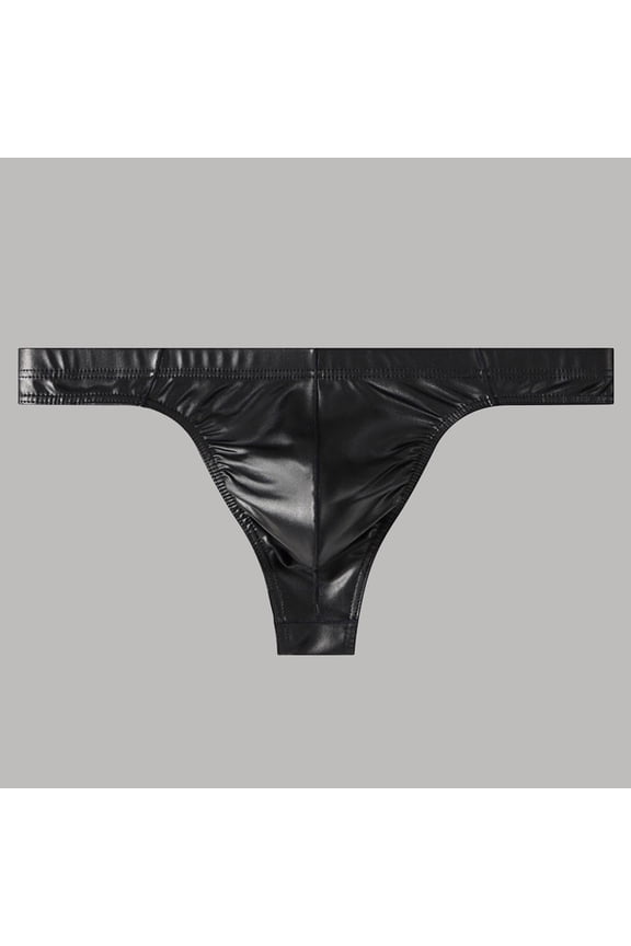 Men's Solid Color Breathable Thong Underwear with Low Rise Comfort Soft Stretch for Daily Wear, M, Black
