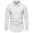 thumbnail image 1 of Men's Solid Color Button Blouse Lapel Long Sleeve Shirts Classic-Fit Bottom Tops, 1 of 5