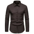 thumbnail image 1 of Men's Solid Color Button Blouse Lapel Long Sleeve Shirts Classic-Fit Bottom Tops, 1 of 5