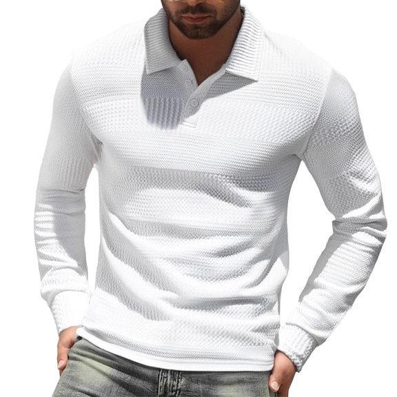 Men's Solid Color Button Front V-Neck Cardigan T-Shirt, Slim Fit Casual Layering Top for Spring and Fall,White,XL