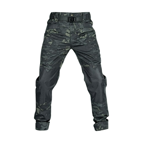 Men's Solid Color Camouflage Tactical Work Pants with Multi-Pocket Design, Rip-Resistant Fabric for Outdoor Activities and Casual Wear (Durable & Functional),Multicolor L
