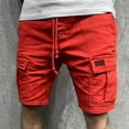 thumbnail image 1 of Men's Solid Color Cargo Shorts Men Casual Drawstring Sport Short Pants Relaxed Fit Shorts with Multi Pockets, 1 of 4