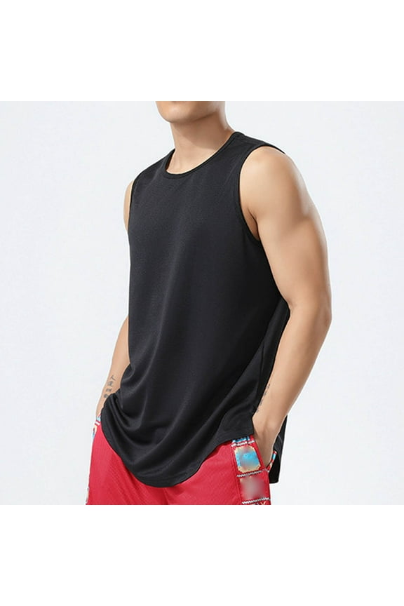 Men's Solid Color Casual Athletic Tank Top, Breathable Polyester Fabric for Exercise and Everyday Wear