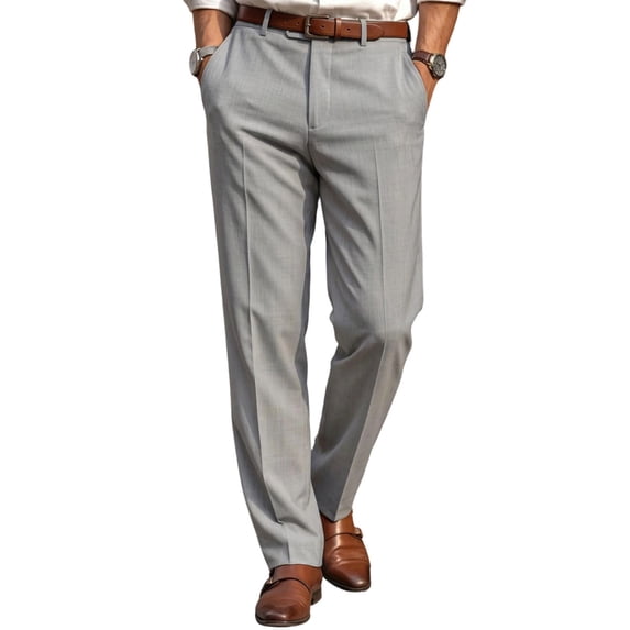 Men's Solid Color Casual Business Commuting High Waist Slim Straight Pants