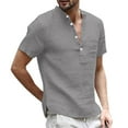 thumbnail image 1 of Men's Solid Color Casual Button Down Short Sleeve Blouse - Lightweight Polyester, Relaxed Fit, Machine Wash - S-XXXXL, 1 of 5