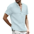 thumbnail image 1 of Men's Solid Color Casual Button Down Short Sleeve Blouse - Lightweight Polyester, Relaxed Fit, Machine Wash - S-XXXXL, 1 of 5