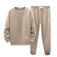 thumbnail image 1 of Men's Solid Color Casual Fashion Long-Sleeved Round Neck Top Sweatpants Set, 1 of 4