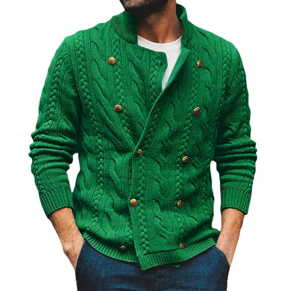 Men's Solid Color Casual Half Turtleneck Double Knitted Sweater Coat Jacket for Everyday Wear and Versatile Layering Comfort Men Casual Dress Sweater Long Sleeve Hoodie Mens Long Hooded Sweatshirt