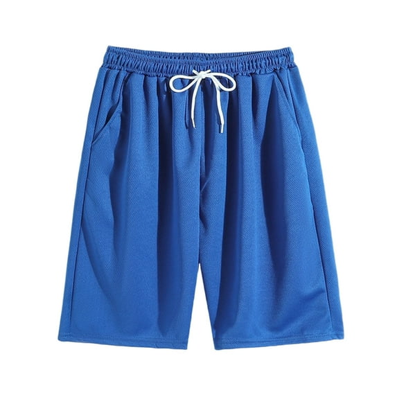 Men's Solid Color Casual Shorts Elastic Waist Pocket Shorts Beach Fitness Bodybuilding Shorts