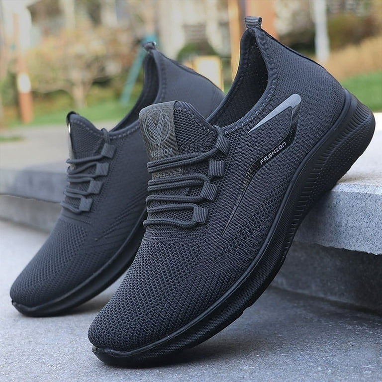 Men s Solid Color Casual Sneakers Lace Up Platform Soft Sole Minimalist Walking Shoes Low top Comfort Running Trainers 39