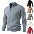 thumbnail image 1 of Men's Solid Color Casual Sports Knitted Cardigan - Fashionable Double Head Zipper Sweater for Autumn Winter Layering, Casual Outings, and Christmas Socials,Gray,M, 1 of 4