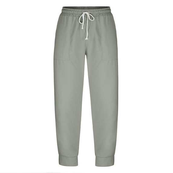 Men's Solid Color Casual Tapered Trousers Drawstring Sweatpants with Pockets Plus Size Slim Cargo Pants