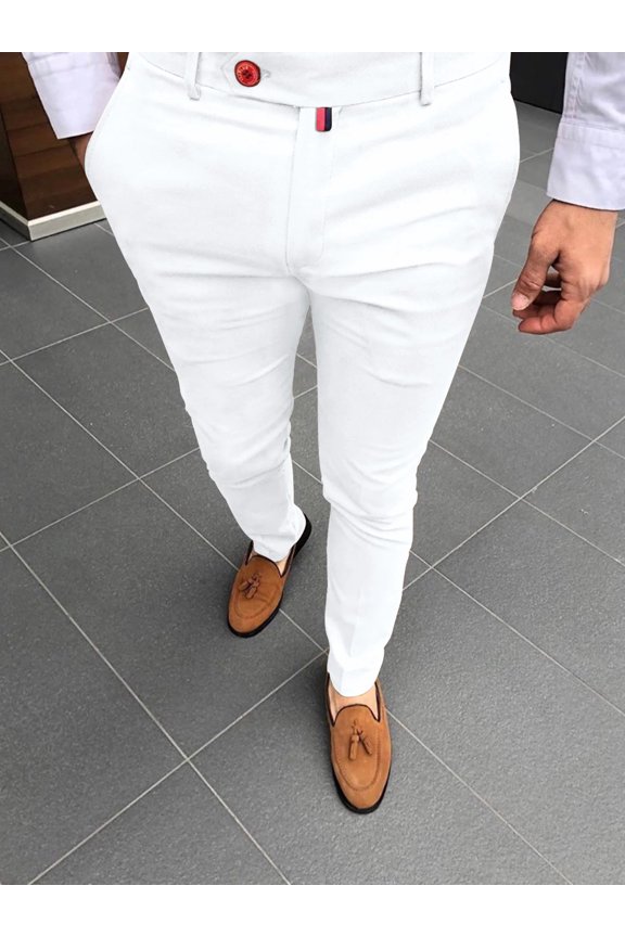 Men's Solid Color Casual Tappered Formal Pants