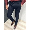 thumbnail image 1 of Men's Solid Color Casual Tappered Formal Pants, 1 of 8