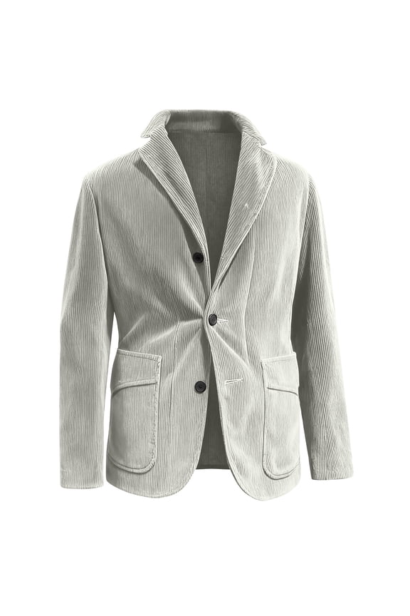 Men's Solid Color Corduroy Warm Pocket Casual Suit Jacket Cardigan, Gray, XXXL